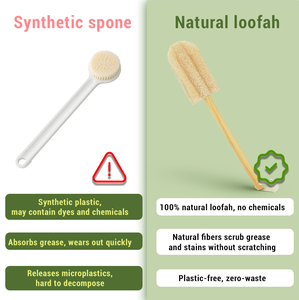 Cepillo de copa de lufa natural ecológico con mango de madera Depurador de botellas biodegradable a base de plantas para vasos, limpieza de cocina - Product Image 2