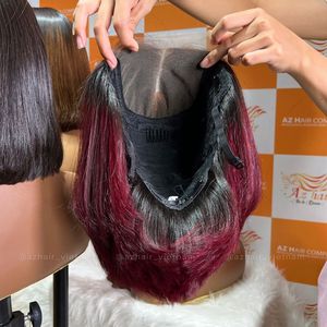 Prix usine 100% extensions de cheveux vietnamiens bruts racine foncée couleur bordeaux os droite perruques de cheveux humains suisse dentelle frontale HD - Product Image 4