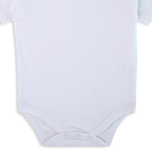 Baby Boys White Short Sleeve <b>Onesie</b> Round Neck 100% Cotton Breathable Knitted Solid Color Regular Fit With Buttons - Product Image 3
