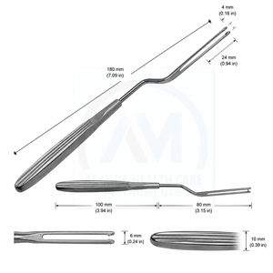 Couteau pivotant AL MIDA 19,5 cm en forme de baïonnette 3mm/4mm/5mm en acier inoxydable allemand, instruments manuels de chirurgie ORL et plastique, Classe II - Product Image 4