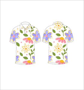 Polo pour homme blanc à motifs floraux multicolores, motif de dessin animé, sublimation personnalisée, manches courtes, été, décontracté, respirant, léger - Product Image 6