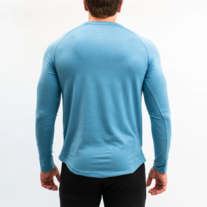 Nouveaux T-shirts à manches longues pour hommes 100% coton écologiques à séchage rapide, col rond, coupe classique, pour la gym, l'entraînement et la course à pied - Product Image 3