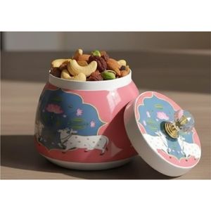 Frascos Redondos Blancos de Estilo Nórdico para Frutas al por Mayor |   Recipientes de Almacenamiento de Grado Alimenticio con Tapas con Acabado de Latón, Regalos Personalizados para Bodas - Product Image 6