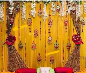 Décoration murale bohème en bambou, ronde, avec pompons et clochettes, multicolore, décoration intérieure pour salon, toutes saisons - Product Image 2