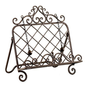 Support de livre de recettes en métal noir réglable avec motif feuille pour comptoir de cuisine domestique - Product Image 4