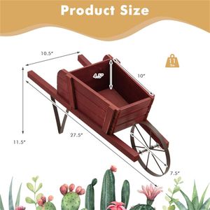 Carriola in Legno 2-in-1 con Fioriera e 9 Accessori Magnetici per Giardino e Cortile - Product Image 4