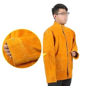 Vestes de soudage en cuir de vachette véritable, vêtements de soudage de sécurité, résistance à la chaleur et aux coupures, ignifuges - Product Image 3