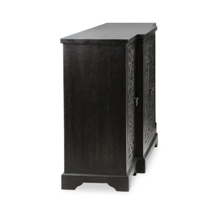 Armoire en bois de manguier massif de style antique moderne, élégant meuble de salon avec style antique pour usage domestique, finition noire - Product Image 3