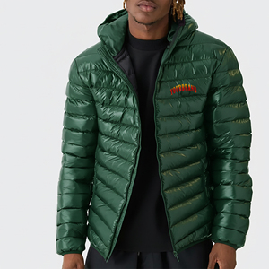 Wholesale Plus Size Canvas Cotton Padded <b>Warm</b> Winter Hooded <b>Waterproof</b> Bubble <b>Jacket</b> Custom Printed Front Logo Lightweight Men's - Product Image 5