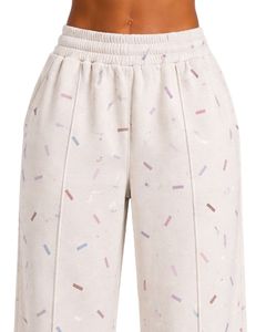 Pantalon de jogging décontracté taille haute ample à imprimé confettis pour femme, coupe large, style streetwear - Product Image 5