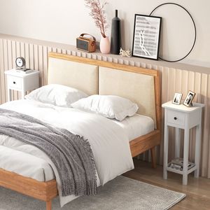 Table de chevet mince à 2 niveaux avec tiroir et étagère, tables de chevet de qualité supérieure - Product Image 6