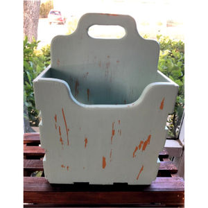 Custom Rustic Wood <b>Table</b> Organizer Antique Finished Garden Plant Tool <b>Caddy</b> Farmhouse Countertop Cutlery Condiment Storage Box - Product Image 5