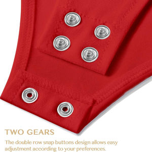 Mono de Mujer Rojo de Cuello Alto y Manga Larga, Cintura Alta, Color Sólido, Spandex y Poliéster, Ajuste Sexy - Product Image 6