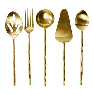 Juego de cubiertos reutilizables para restaurante con mango martillado grueso de oro rosa, juego de cubiertos de boda de acero inoxidable - Product Image 3