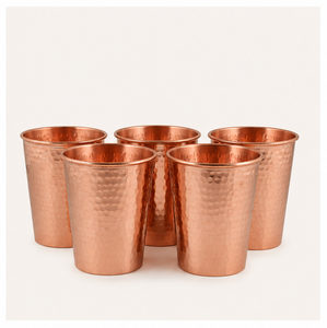 Pure Hammered <b>Copper</b> Tumbler Set Handmade Ayurvedic Water Glass for Wellness Eco-Friendly Drinkware for Home & Restaurant - Product Image 1