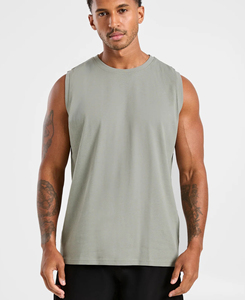 Camiseta sin Mangas para Hombre, Cuello Redondo, Color Gris Sólido, Tejido de Poliéster y Spandex, Estilo Casual, Bajo Costo, 160 g, 2026 - Product Image 1