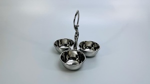 Juego de Tazones de Servir Triples de Aluminio de Lujo, Elegante Porta Aperitivos de Metal para Frutos Secos, Dulces y Decoración de Mesa - Product Image 2