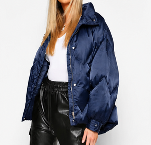 Custom Men Women's Oversized Satin Puffer Jacket Winter Quilted <b>Bubble</b> <b>Coat</b> Lightweight Fashion Padded Jacket OEM Private Label - Product Image 5