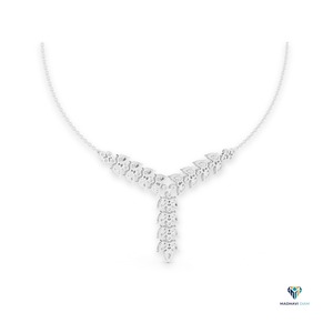 14.02ct White Gold Pear Shape Lab Grown Diamond V-<b>Necklace</b> in 14K Solid Gold, Elegant Drop Pendant <b>Statement</b> Jewelry for Wedding - Product Image 2