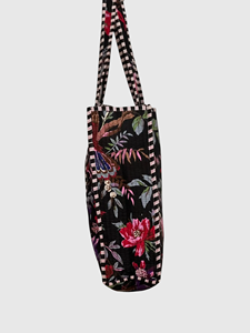 Bolso Tote de Algodón Bordado Estilo Bohemio con Estampado Floral, Bolso de Compras para Mujer, Todas las Temporadas, Cierre Abierto - Product Image 2