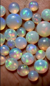 Ópalos Etíopes Naturales Redondos Cabujón con Corte Multifuego y Colores Cambiantes, Piedras Preciosas Sueltas de Doble Cara para Joyería W.A.GEMS Tercera Parte - Product Image 3