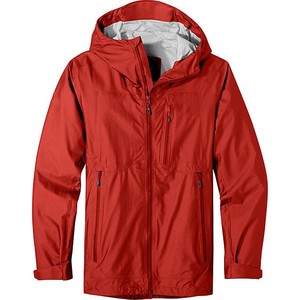 <b>Red</b> Hooded <b>Waterproof</b> <b>Jacket</b> With Detachable Hat Full Sleeve Polyester Shell Utility Style Autumn Wear - Product Image 1