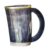 Tasse en corne de buffle naturelle faite à la main de qualité supérieure Style Viking durable pour les fêtes de Noël artisanat de magnésie de la Saint-Valentin