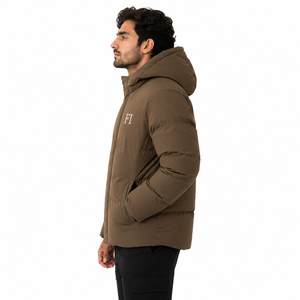Men's Hooded Puffer Jacket <b>Quilted</b> <b>Winter</b> Padded Coat Custom Embroidery OEM Wholesale Men's Jackets Manufacturer Bulk Outerwear - Product Image 3