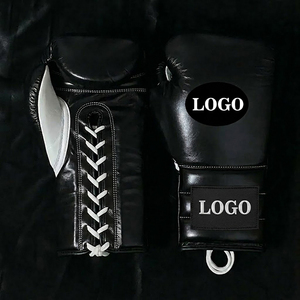 Factory Price Custom Logo Professional Kickboxing <b>Gloves</b> Lace-up 100% Original Leather Breathable <b>Moisture</b> Wicking <b>Gloves</b> - Product Image 2