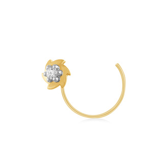 Flower Shape Lab Grown <b>Diamond</b> <b>Nose</b> Pin 14K Gold Plated Luxury <b>Stud</b> Women's Everyday Wear Claw Setting Round Brilliant Cut - Product Image 2