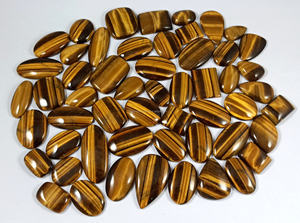 Piedra Preciosa Natural de Ojo de Tigre Amarillo de la Mejor Calidad, Corte Cabochón, Forma Mixta para Joyería - Product Image 5