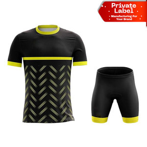 Sublimation Blank Cycling Uniform Full Zip Short Sleeve Biking Kit Modern <b>Athletic</b> Fit Cycling Uniform Yellow and Blue Team - Product Image 1
