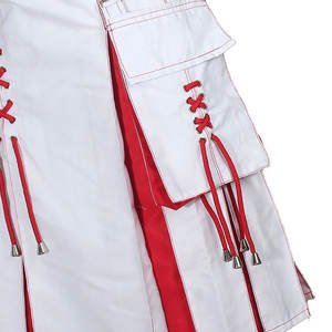 Kilt écossais blanc et rouge avec détails de laçage, design utilitaire, kilt moderne de style Highland 2026 - Product Image 5