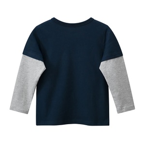 T-shirt pour enfants en bas âge, garçons, manches courtes, tricoté, imprimé compressé, col rond, bicolore, deux pièces, respirant, écologique, 100% coton - Product Image 4