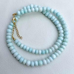 Collar de cuentas de ópalo azul liso de 7mm y 8mm, tipo rondel, de 16 pulgadas de longitud, al por mayor, para joyería - Product Image 2