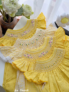 Robe pour bébé fille de qualité supérieure, coton biologique, motif floral, respirante, lavable, anti-rides, 4 saisons, col personnalisé, Vietnam - Product Image 6