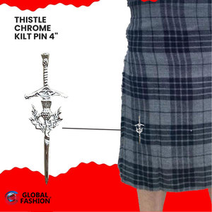 Épingle à kilt traditionnelle écossaise avec motif thistle, finition chromée, accessoire pour kilt écossais et irlandais 2026 - Product Image 5