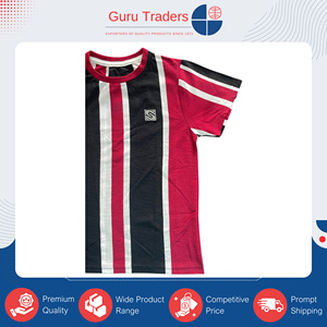 ผู้นำด้านการขายเสื้อยืดแขนสั้นลายทางแนวตั้งสำหรับเด็กผู้ชาย คุณภาพดีที่สุด 100% ย้อมสีด้วยเส้นด้าย จากผู้ขายชาวอินเดียโดยตรง - Product Image 3