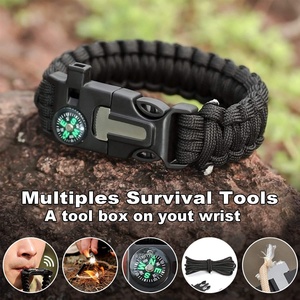 Pulsera de Supervivencia de Paracord para Exteriores - Equipo Táctico de Emergencia 550 con Microbrújula, Varilla de Encendido y Raspador para Camping - Product Image 2