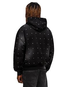 <b>Mens</b> Rhinestone Hoodie <b>Pullover</b> Hooded Sweatshirt Crystal Embellished Sparkle Design Casual Streetwear Fashion Winter Warm - Product Image 2