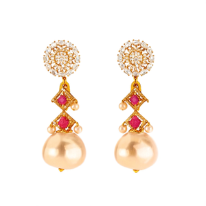 Gold Plated Pearl Drop Jhumkis for Bridal Party Gift - Product Image 1