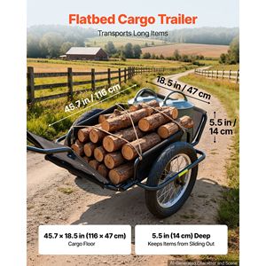Remolque de Carga para Bicicleta de Alta Resistencia, Capacidad de Carga de 320 Libras, Remolque Utilitario Plegable Multiusos con Ruedas de Acero de 16 Pulgadas - Product Image 3