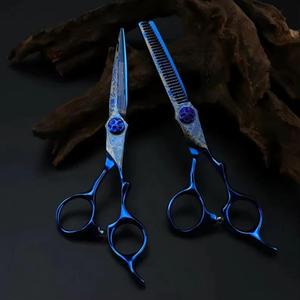 Tijeras de Entresacar Azules con 28 Dientes, Hoja de Acero Inoxidable, para Diestros, Ligeras, Mango Largo, para Uso en Salones de Belleza - Product Image 2