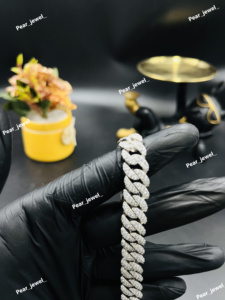 Bracelet Miami Cuban Link en argent sterling 925 personnalisé avec moissanite VVS, bracelet hip-hop serti de diamants, bijoux - Product Image 3
