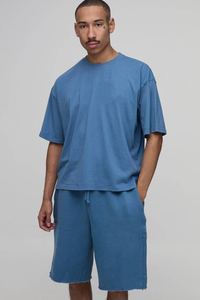 <b>Knitted</b> Polyester/Cotton Breathable Casual Men's Summer Crew Neck 2-Piece OEM T-Shirt Shorts <b>Set</b> - Product Image 2