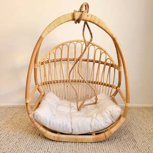 Rattan egg shaped hanging chair furniture for outdoor garden terrace seating moon <b>hammock</b> chairs - Product Image 4