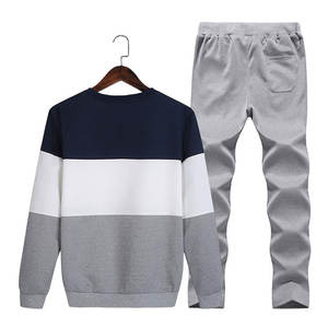 Conjunto Deportivo Premium para Hombre de Maternidad |   Conjunto Deportivo Urbano de Dos Piezas en Color Gris Ceniza Marino, Sudadera con Cuello Redondo y Bloques de Color Sólido para Gimnasio y Entrenamiento - Product Image 2