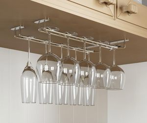 Support à Verres à Vin en Métal à Suspendre Sous l'Étagère, Organisateur de Verres à Vin Inversés en Acier Inoxydable, Vente Chaude - Product Image 1