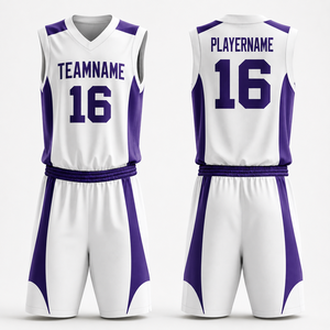 Conjunto de Uniforme de Baloncesto Geométrico Transpirable de Poliéster 100% Personalizado, Camiseta sin Mangas, Pantalones Cortos, Ropa Deportiva con Estampado de Equipo, Protección Anti-UV - Product Image 1