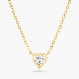 Heart Lab Grown Diamond Pendant Necklaces Wholesale 14k 18k Solid Gold Adjustable Bezel Set Dainty Solitaire <b>Choker</b> Manufacturer - Product Image 1